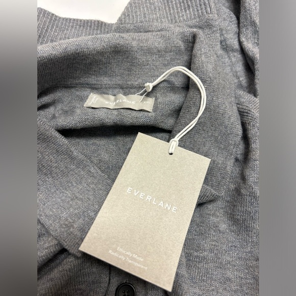 Everlane Sweater Polo Wool Yak Blend Collar Cardigan Size XXL NWT Heather Gray - Picture 2 of 3